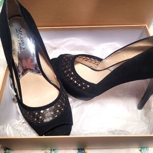 Michael Kors Black Stiletto Heels with Perforated Design